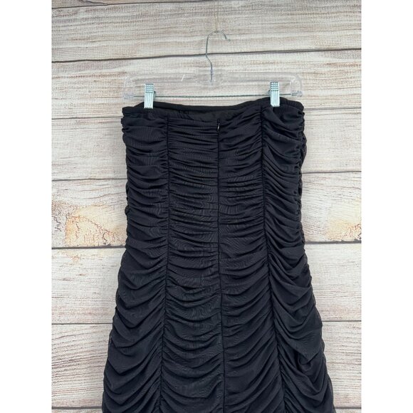 BHLDN Anthropologie Strapless Ruched Bodycon Midi Dress Women's‎ Small Black NEW - Picture 4 of 12